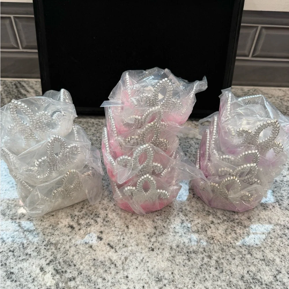 Sparkling Princess Tiara Set of 12- Pink, Purple, and White